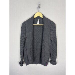 ivivva Girls 14 Open Front Knit Cardigan Gray Shawl Collar Cable Sweater